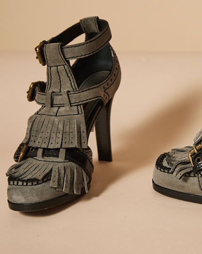 Fringed Suede Sandals