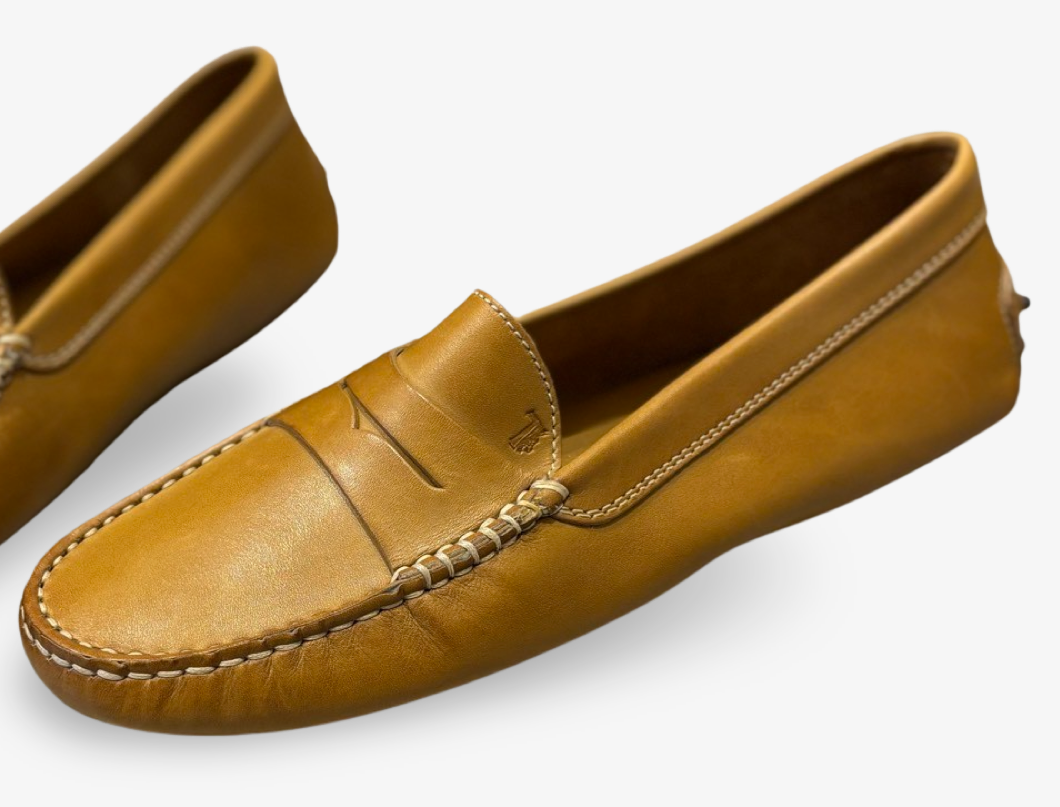 Light Brown Gommino Driving Loafers Shoes in Leather