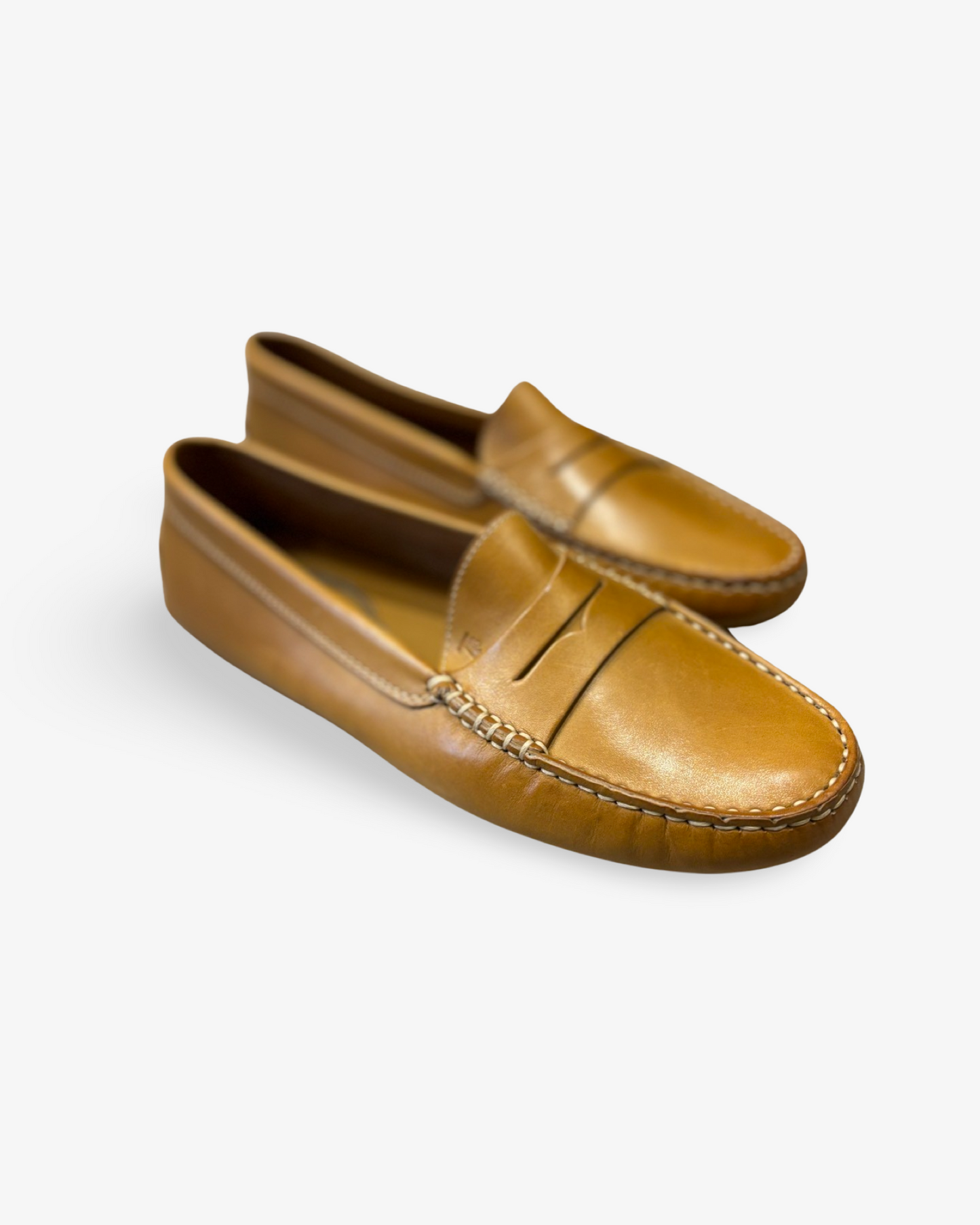 Light Brown Gommino Driving Loafers Shoes in Leather