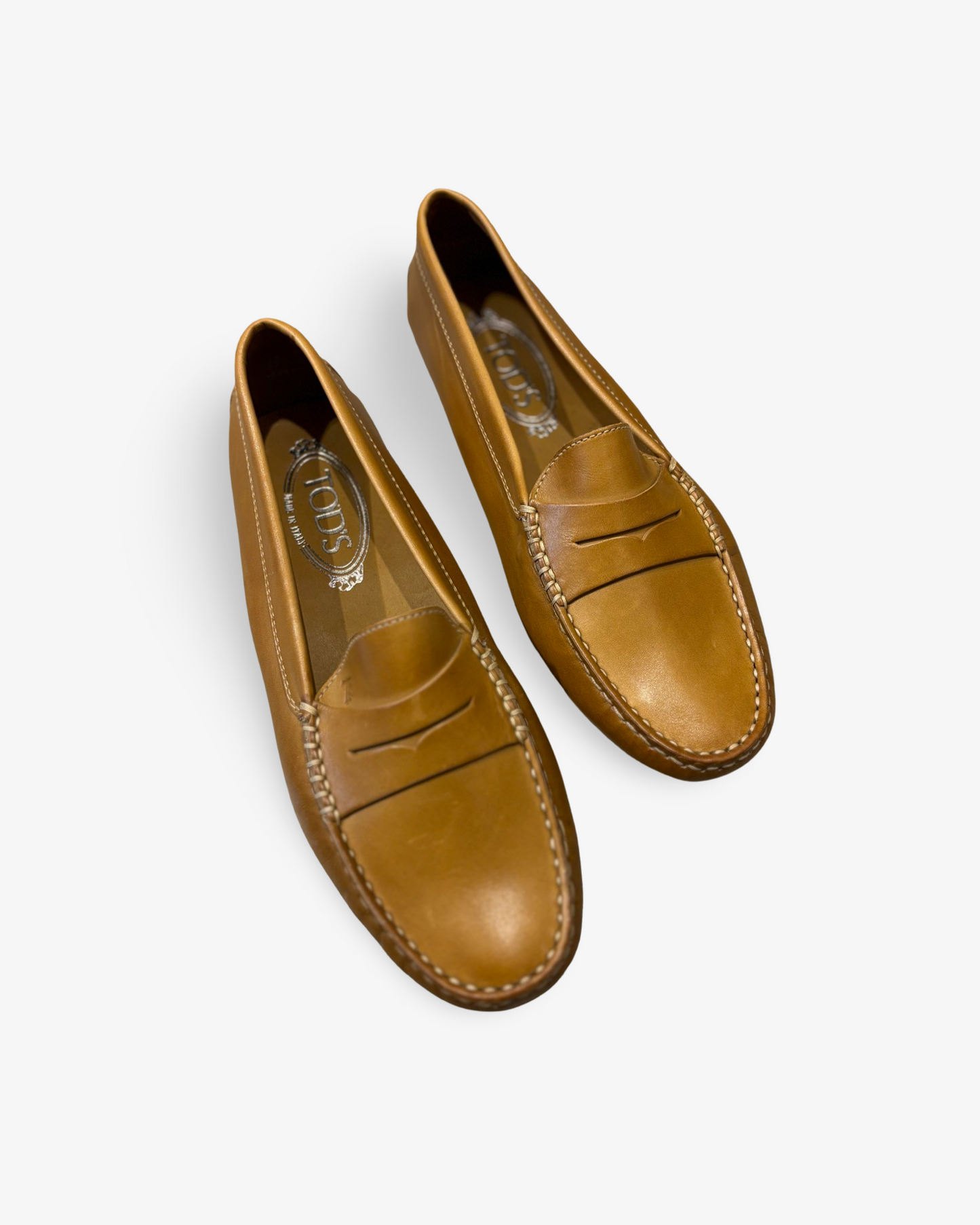 Light Brown Gommino Driving Loafers Shoes in Leather