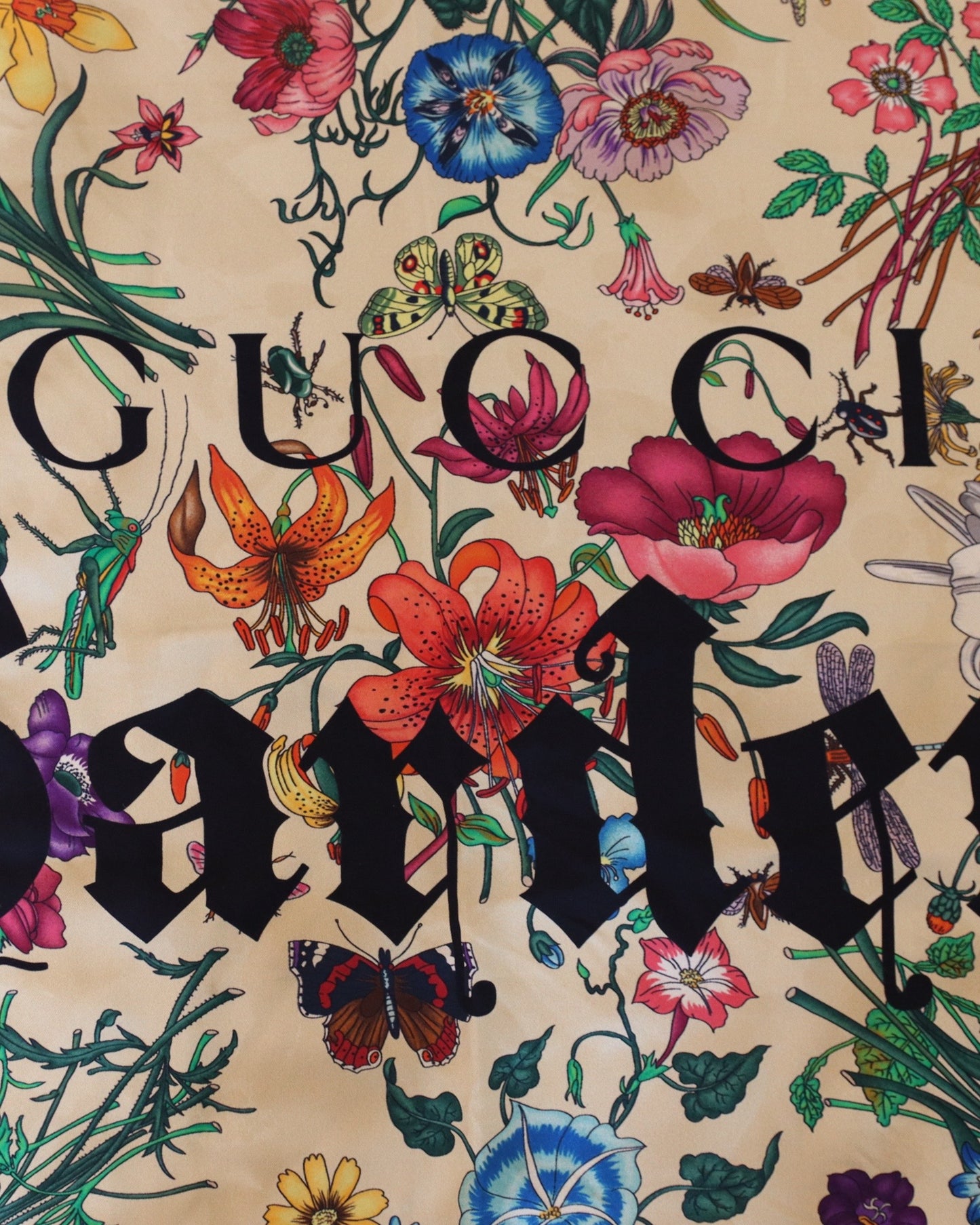 Gucci Silk Scarf - Garden Collection with Pink/Orange Border