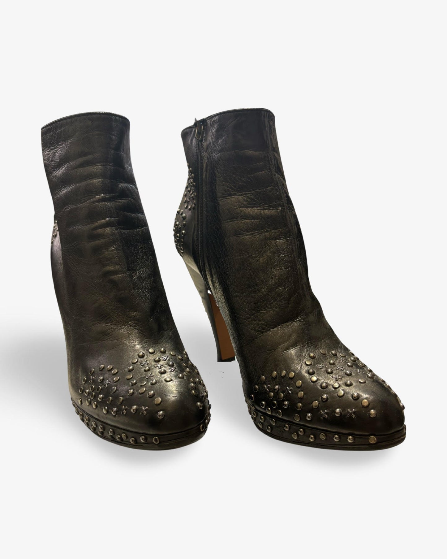 Leather Studded Accent Boots