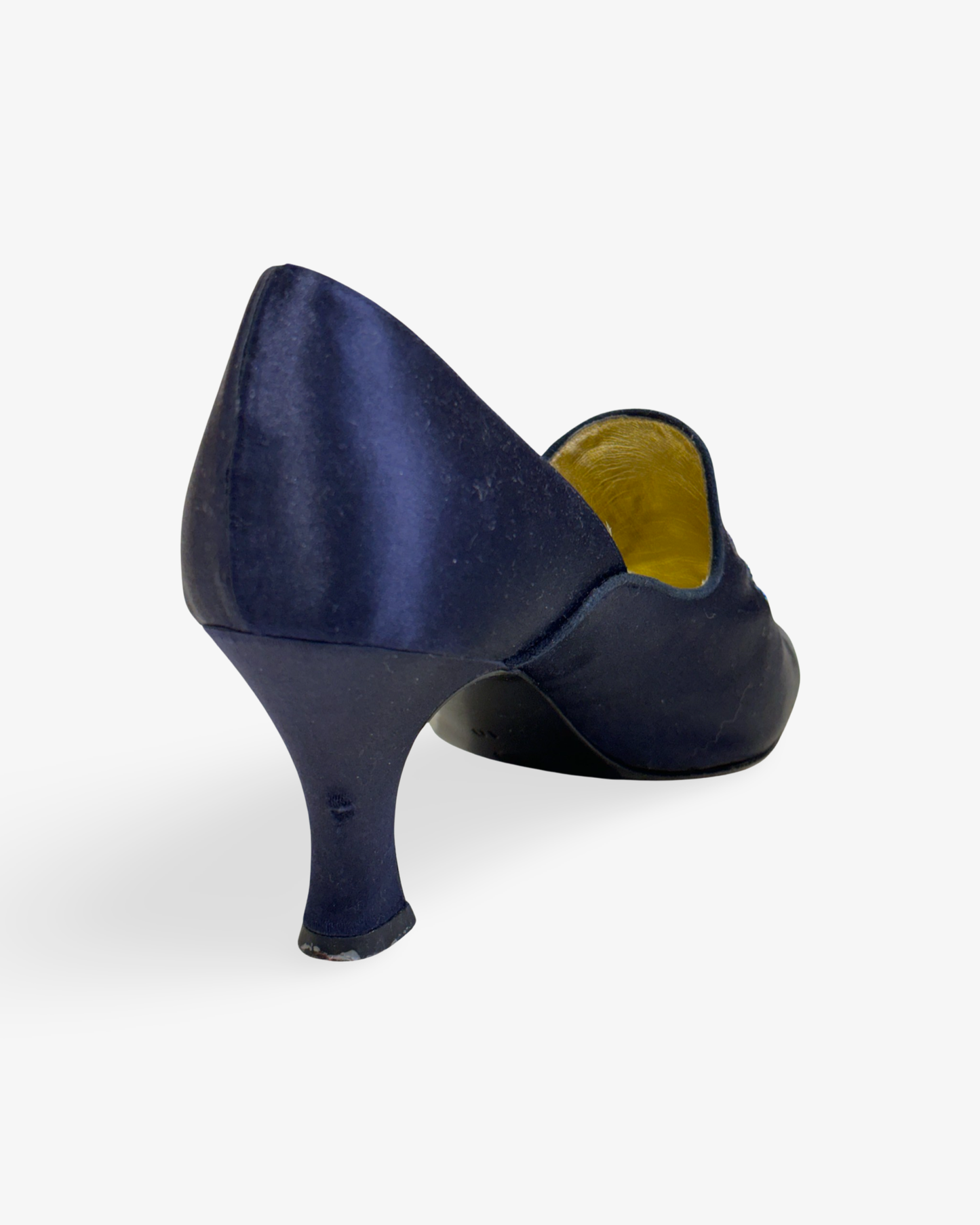 Vintage Navy Blue Satin Pearl Pumps