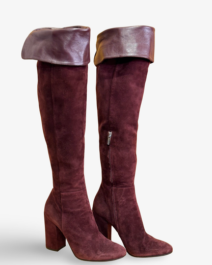 Gianvito Rossi Burgundy Suede Boots