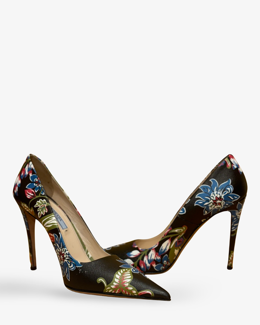 Floral Leather Pumps