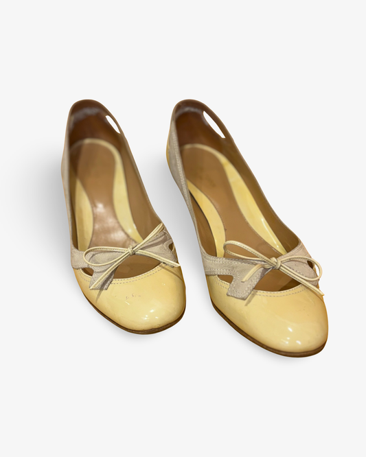 Yellow and Beige Pumps